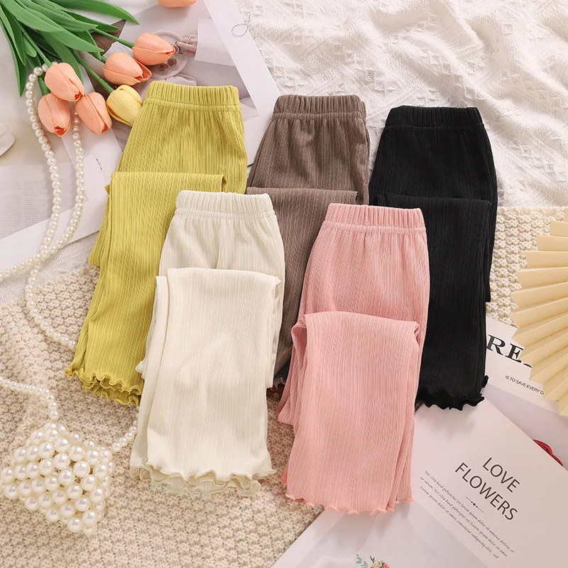 Princess Style Baby Girl's Summer Thin  Flared Pants Mosquito Proof Long Trousers Fashionable Base Layer Pants for Kids