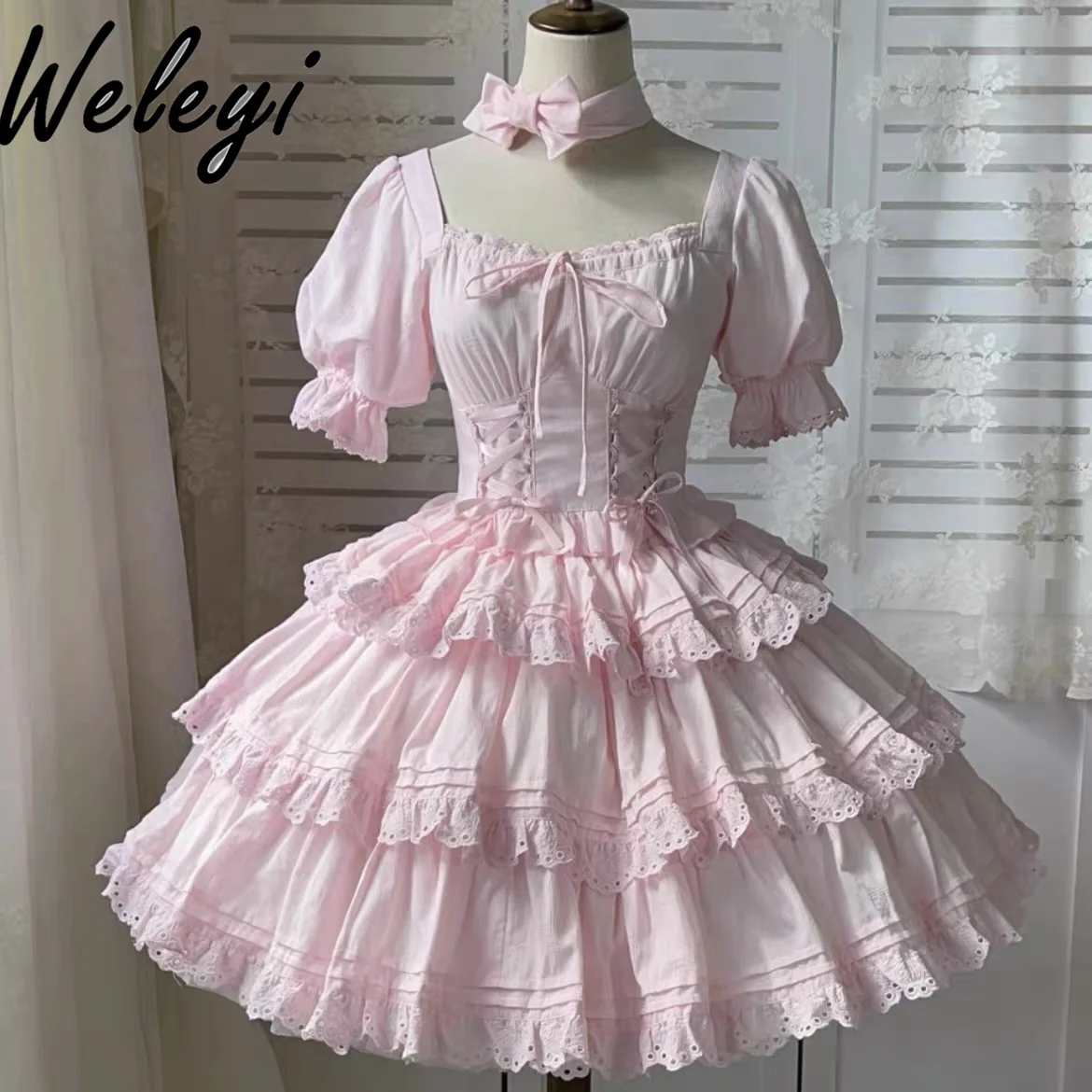 Lolita Generate Color Split Op Top and Skirt Women 2024 Summer New Cute Fairy Shirt Sweet Princess Cake Short Skirts Female