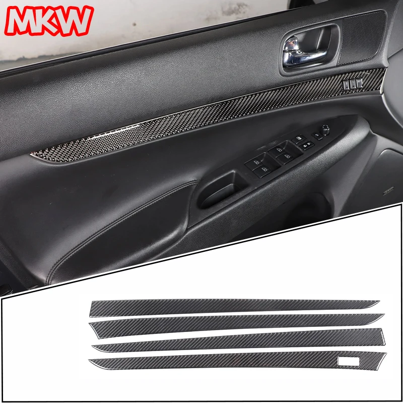 For Infiniti G25 G35 G37 2007-2013 Soft Carbon Fiber Car Inner Door Trim Strip Panel Trim Sticker Car Interior Accessories