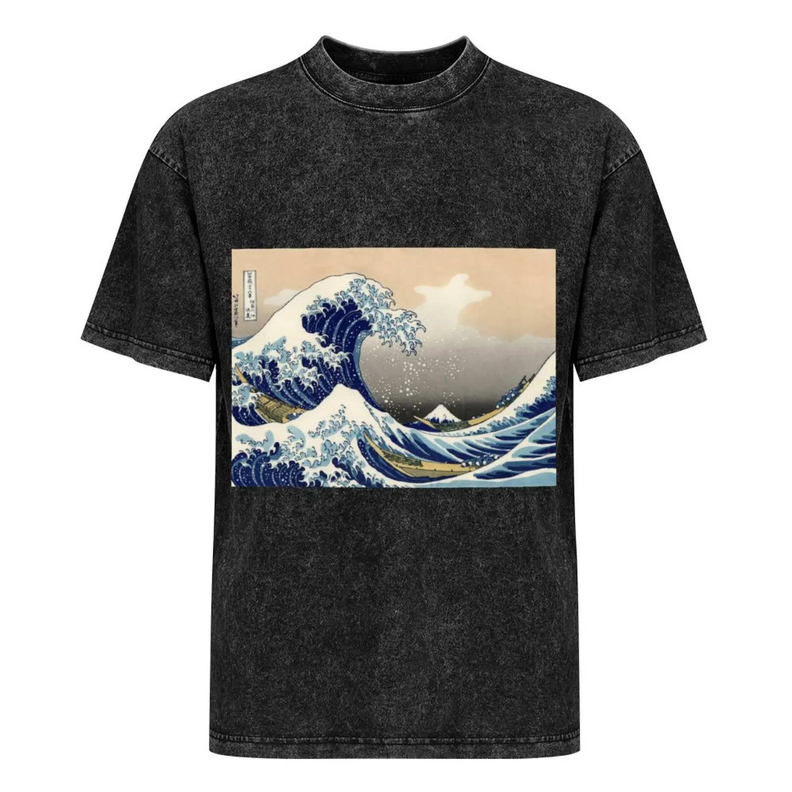 Camiseta de anime vintage The Great Wave Off Kanagawa para hombre, camisas holgadas de peso pesado