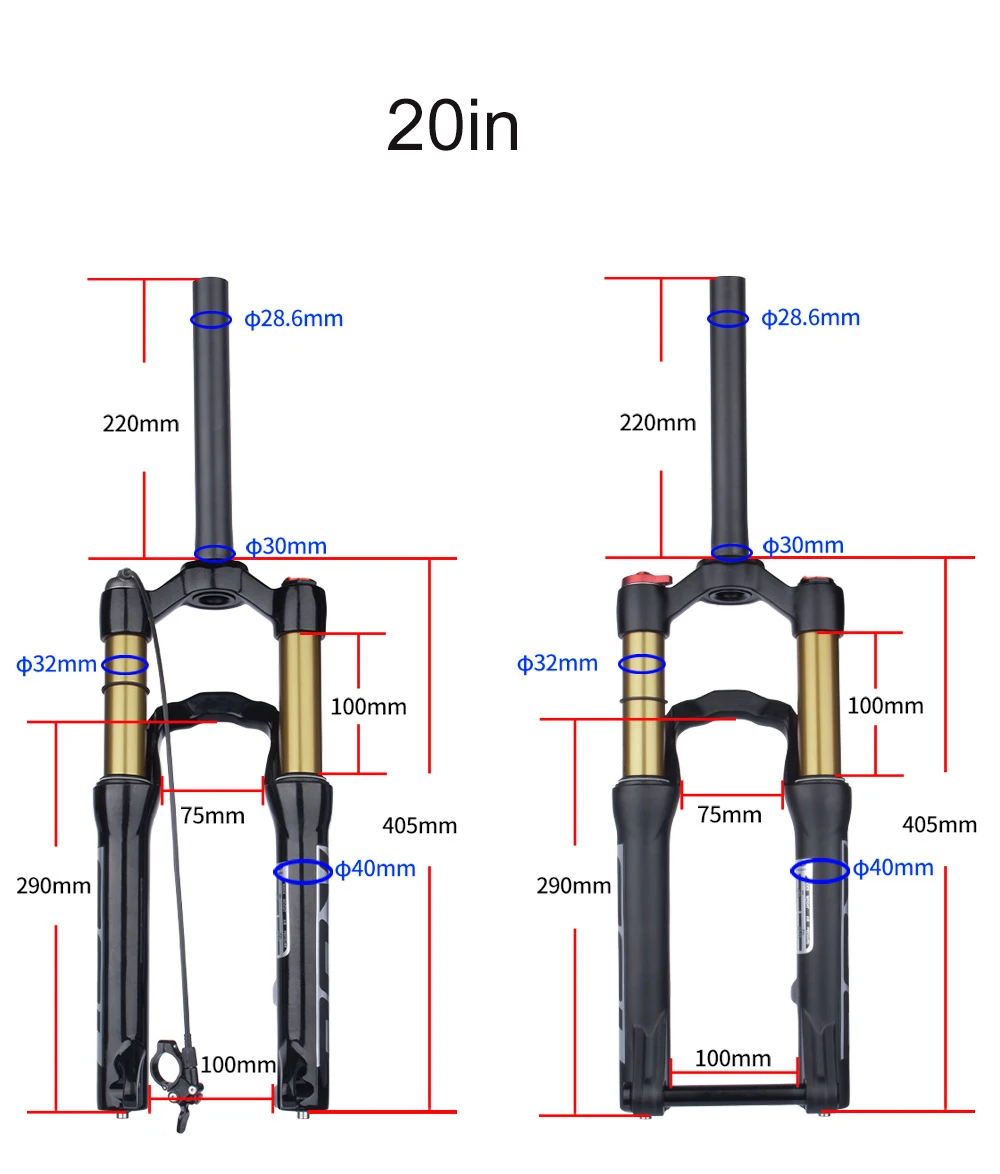 BOLANY Mountain Bike Aluminum Alloy Front Fork 20 24 Inch Shoulder Control Suspension Air Fork Quick Release / Barrel Axle Shock