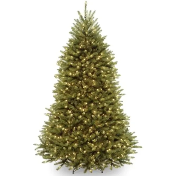 

Pre-Lit Artificial Full Christmas Tree, Green, Dunhill Fir, White Lights, Includes Stand, 7.5 Feet