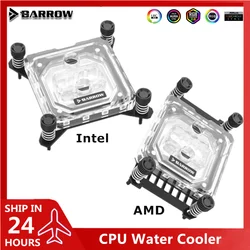 Barrow CPU Water Block For Intel Lga1700/1200/115X / AMD AM4 AM5 Acrylic Microcutting Microwaterway Watercooler, 5V ARGB Black