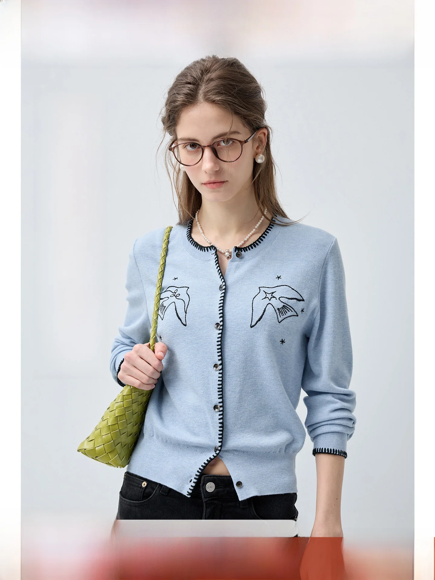 

Женский шерстяной вязаный свитер большого размера, повседневный универсальный кардиган, новинка весны, топ с круглым вырезом для пышных форм