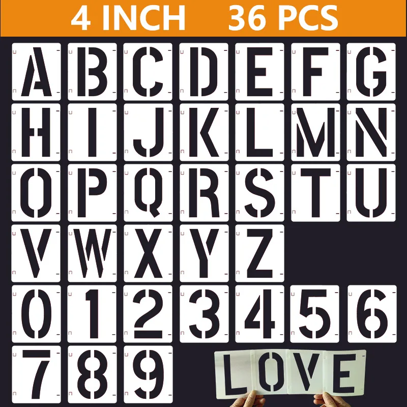 

36 Pcs Letter and Number Stencils Letter for Painting, Reusable Stencils for Wood, Fabric, Signage, Glass, DIY Craft Decoration
