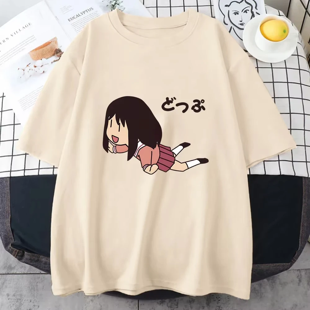 Azumanga Daioh Ayumu Kasuga Tshirts Women Fly Enjoy Happy Time T-shirts 100% Cotton Cartoon T Shirts Summer Originality Harajuku