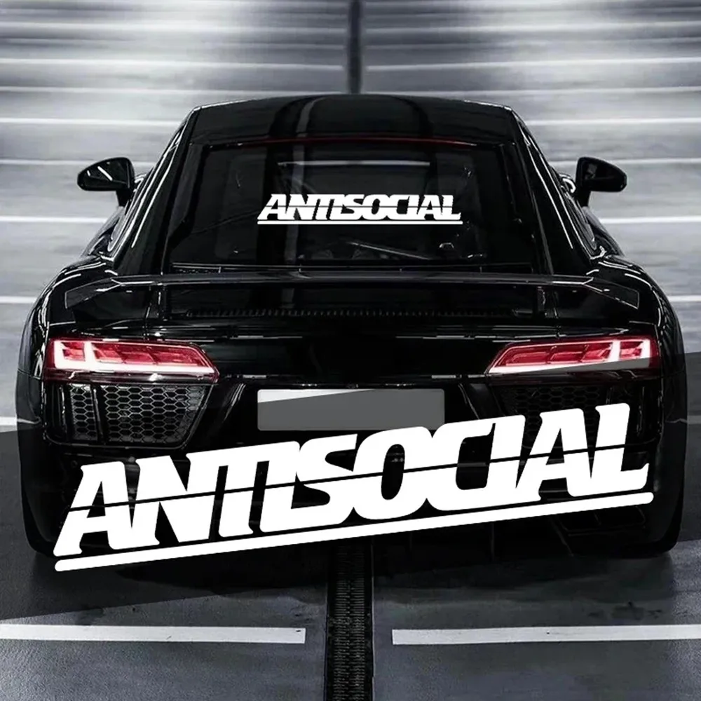 Antisocial Letter Car Stickers for Rear Window Auto Front Windshield Vinyl Decals DIY Cool Racing Body Waterproof Decoration