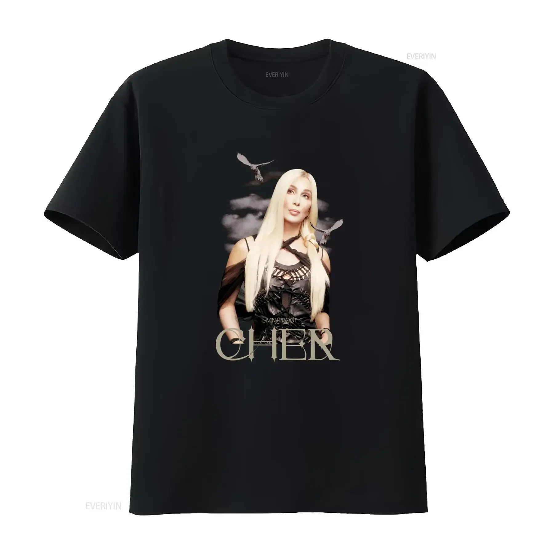 Cher Living Proof Farewell Tour Vintage T Shirt Blonde Hair Bird Bath Design 2003 Large Size vintage Washed Comfortable