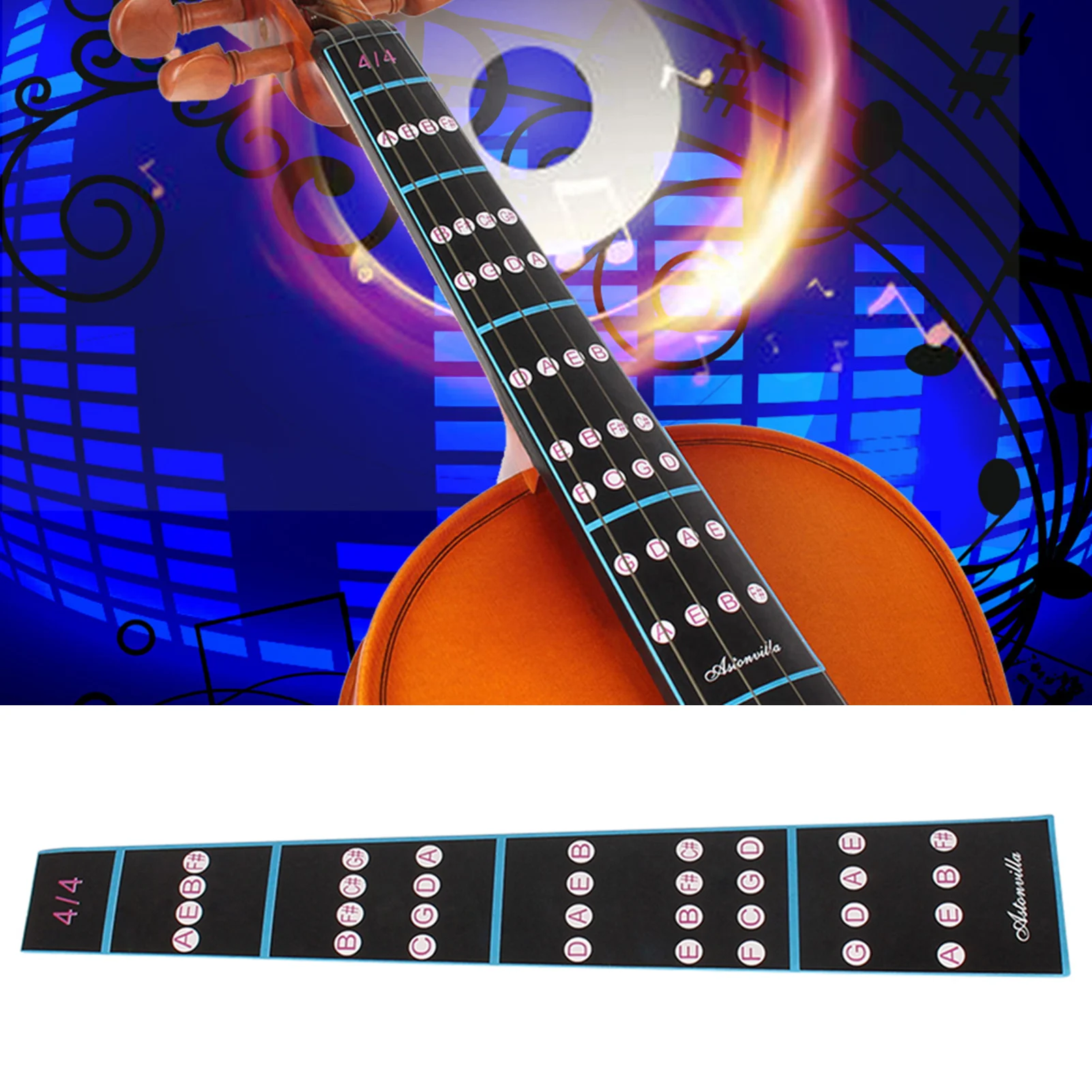 Violin Fretboard Sticker Violin Sticker Removable 4/4 Violin Fiddle Finger Fingerboard Fretboard Sticker for Beginners Practice