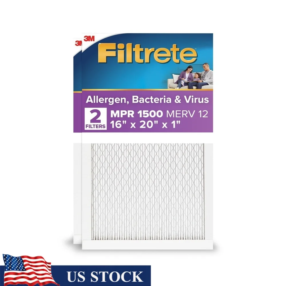 

Воздушный фильтр HVAC 16x20x1 MPR 1500 MERV 12 Сертифицированный, подходит для аллергии, 2 упаковки, замена системы редукции пылевых бактерий и вирусов
