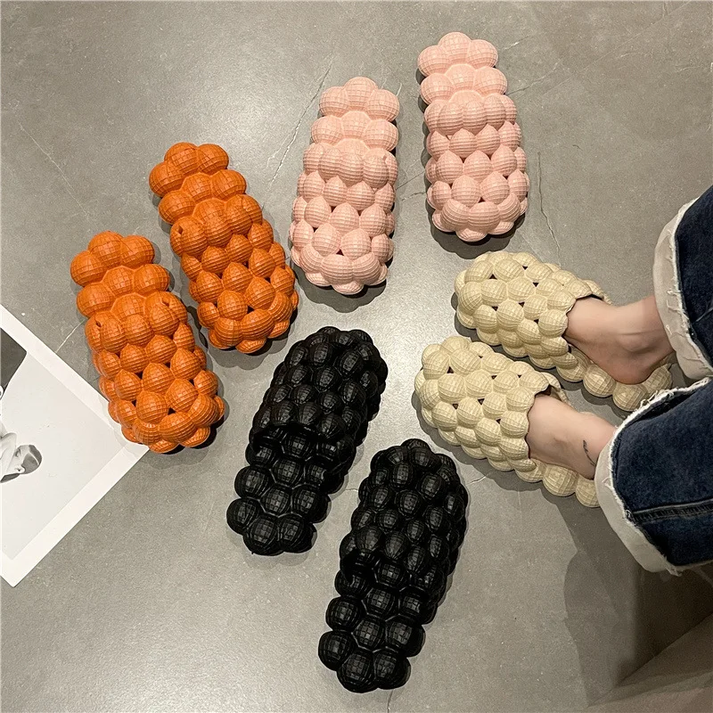 Women Summer Slippers Funny Bubbles Balls Soft EVA Couple Young Massage Slipper Female Home Street Shoes Ladies Fashion Slides