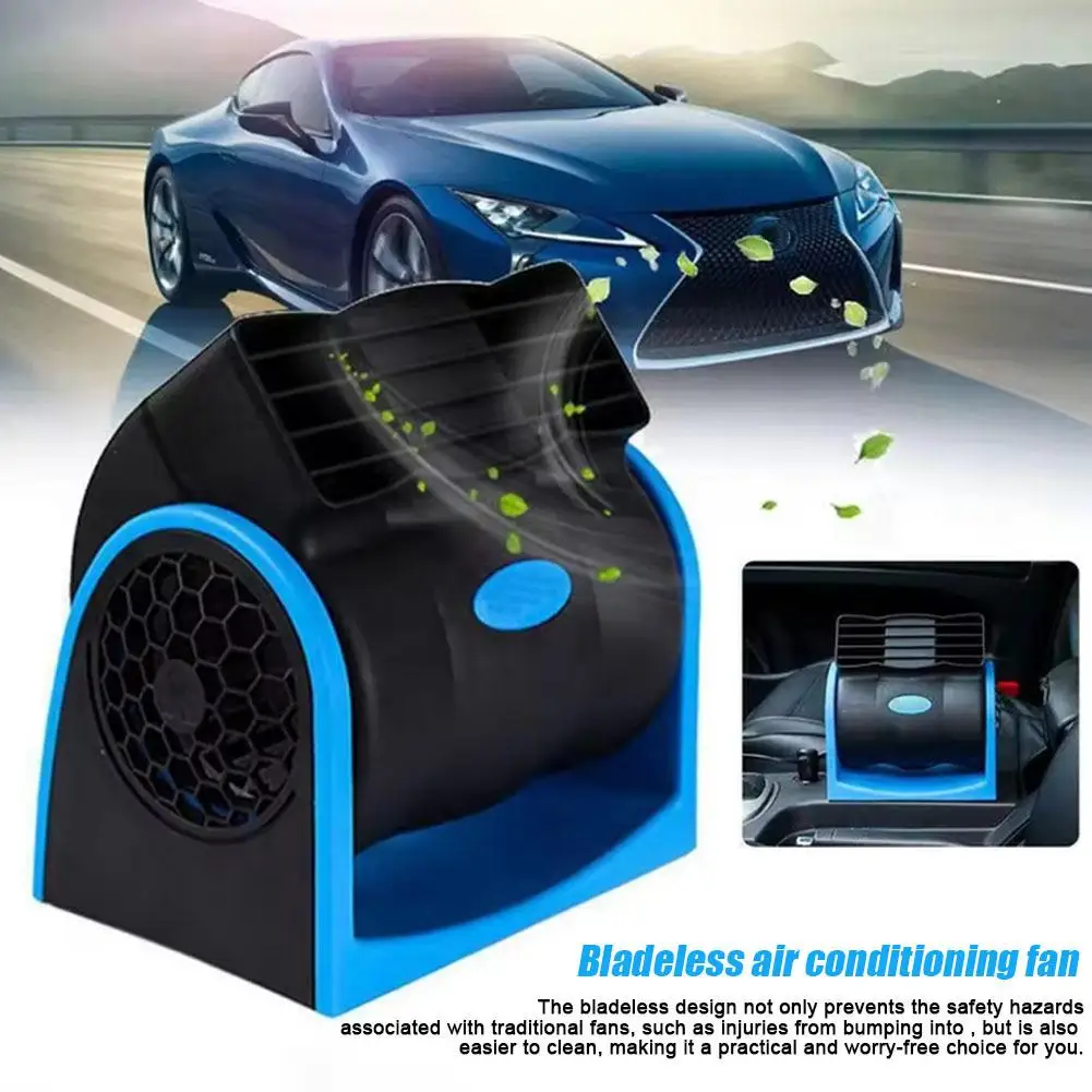 Car Vehicle Truck Boat Air Conditioner Car Cooling Air Fan Speed Adjustable Silent Cool Cooler Car Air Circulator Bladeless Fan