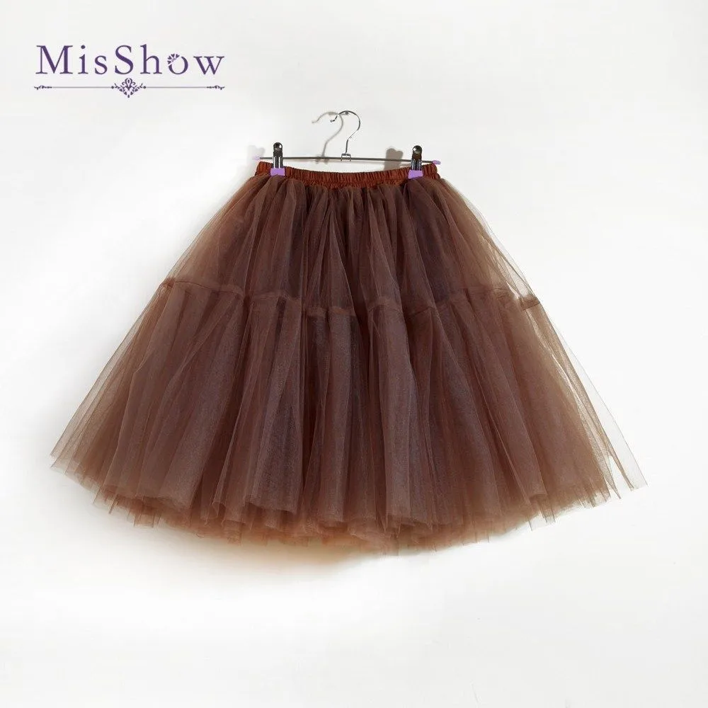 MisShow 6 Lớp Voan Nữ Tutu Váy Ngắn Cao Cấp Phối Lưới Mềm Mại Voan Váy Phồng Pettiskirt Hứa Bầu Đảng vũ Điệu