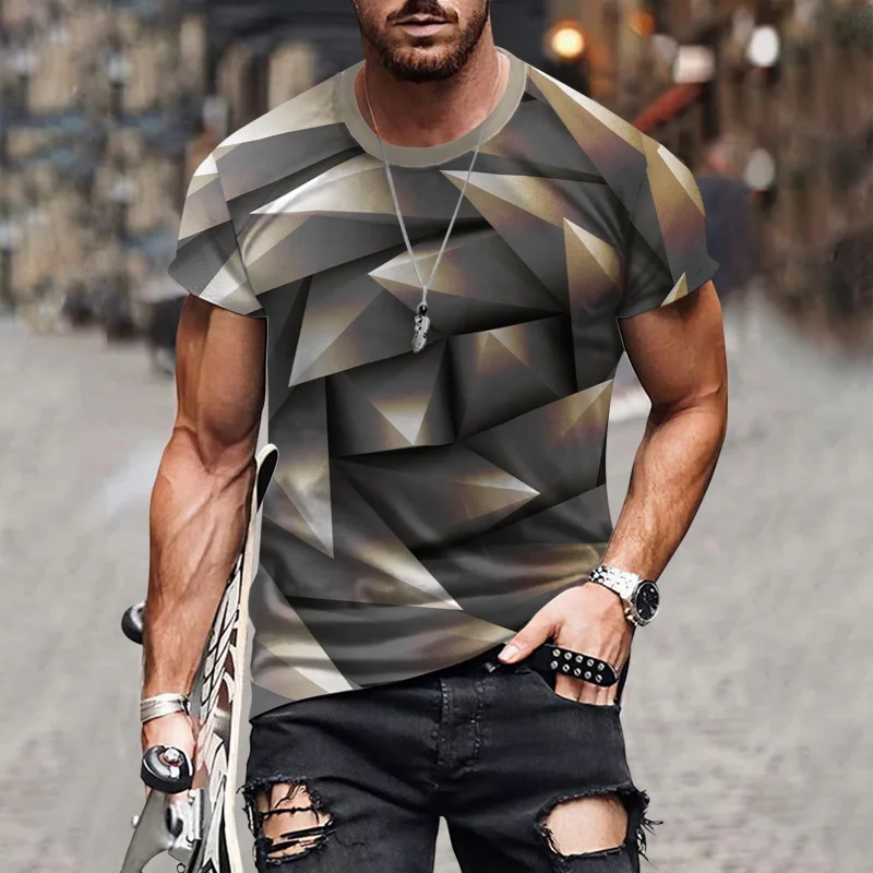 Tropical Men's 3d Effect Printed T-shirt Human Personality Harajuku Street Men Short Sleeves Tees Loose Plus Size Men's Wear