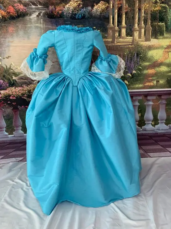 Marie Antoinette French Colonial Gown Dress Masquerade Ball Gown 18th Century Ruffle Blue Gown Medieval Victorian Dress Costume