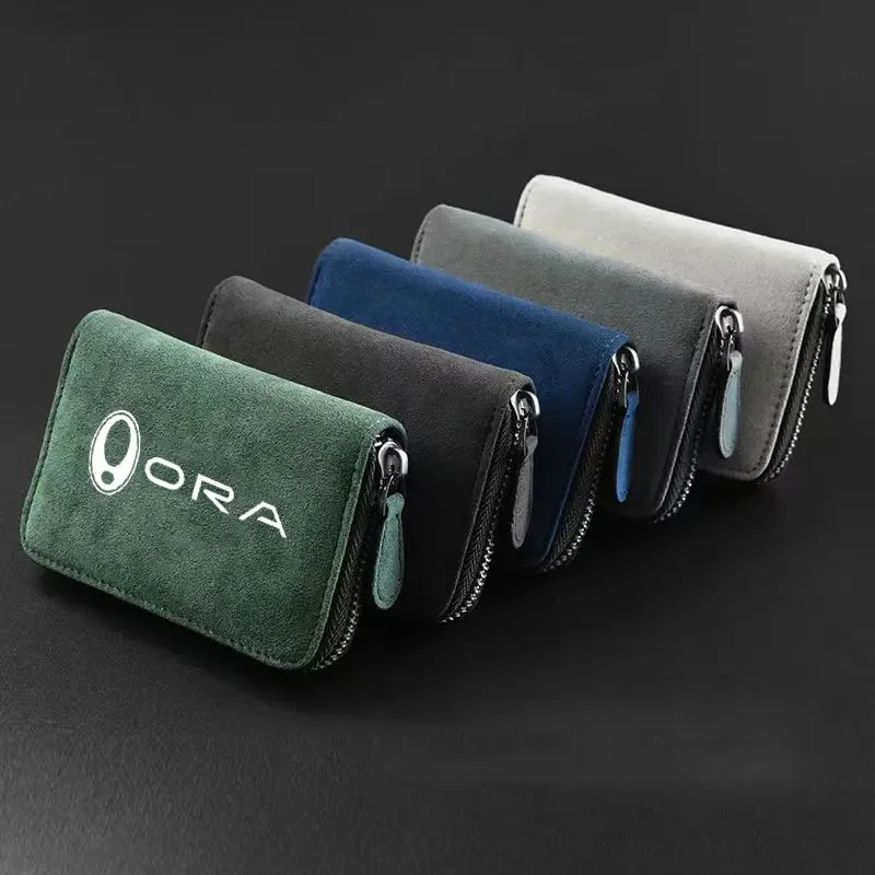 Suede Car Card Holder Wallet For Great Wall ORA Good Cat Lightning Cat Punk Cat Multi-function ID Coin Purse Auto Accessory
