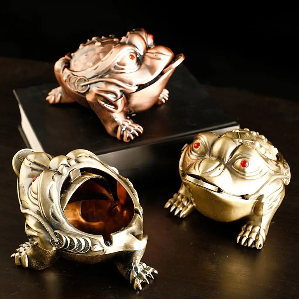 

Toad Frog Ashtray Cigarettes Holder Desktop Windproof Smokers Gift Ash Tray Feng
