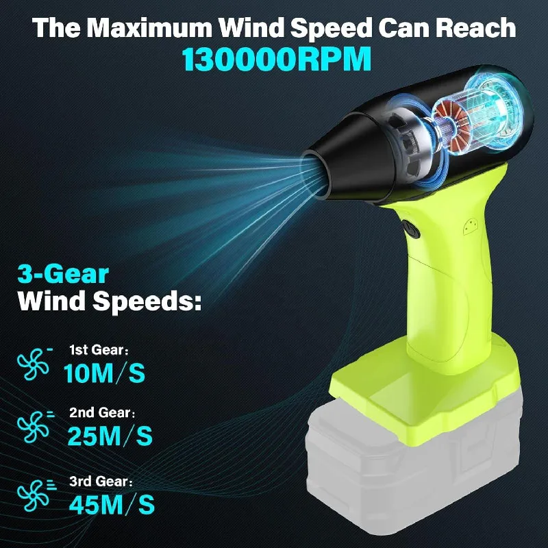 350W Portable Violent Turbofan Suitable For Ryobi 18V Lithium Battery High-speed Mini Jet 3-Speed Wireless Blower