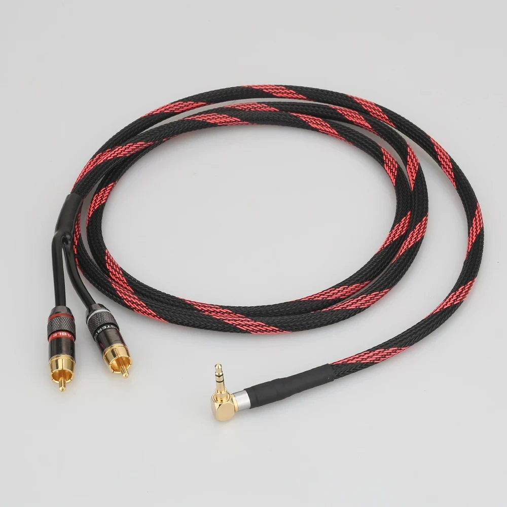 

hifi rca cable Audio signal wire JACK plug 3.5mm one to two RCA Interface hifi amp audio