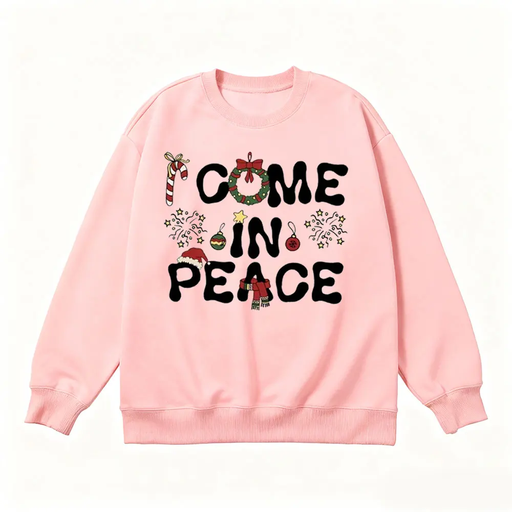 Śmieszne świąteczne bluzy z napisem \\\\\\\"I Come in Peace\\\\\\\" dla par, pasujące ubrania, świąteczny nadruk, festiwalowy świąteczny sweter, strój na przyjęcie bożonarodzeniowe