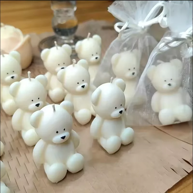 50PCS White Bear Candle Party Favors, Cute Guest Gifts for Party Planners, Baby Shower, Birthday Party Favors