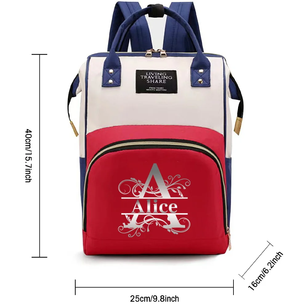 شخصية مخصصة اسم حقيبة الأمومة سجادة لتغيير الحفاض مريحة سعة كبيرة في الهواء الطلق حمل منتجات الرضع حقيبة الظهر الأم