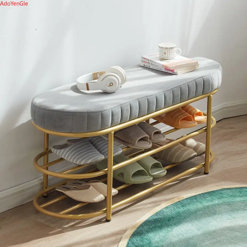 Storage Shoe Bench stool With Seat Cushion Shoe Shelf Rack Bench Seat Placard Living Room Furniture House Entry Furniture