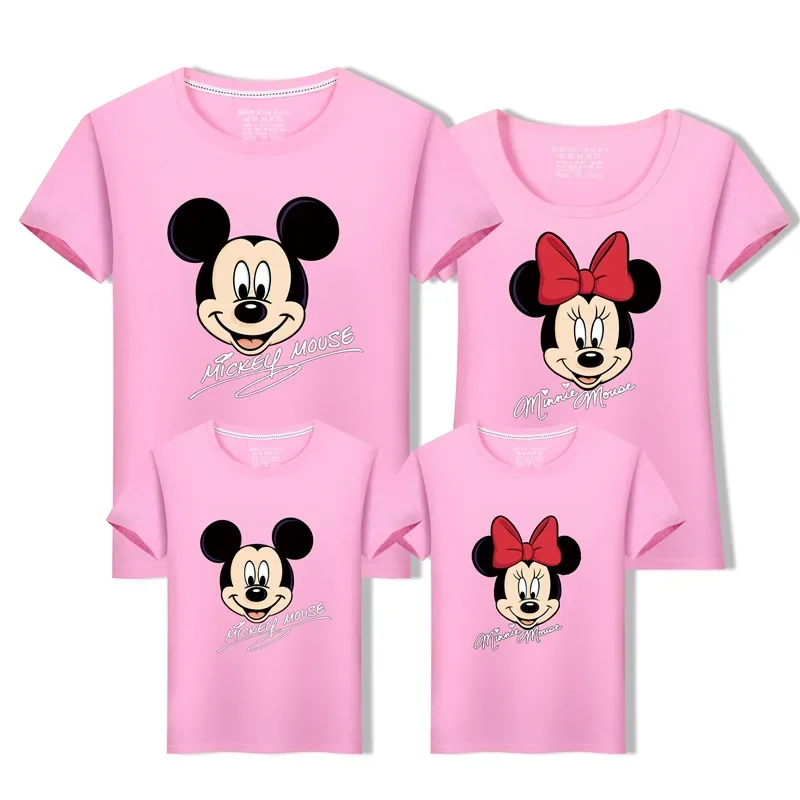 Summer Family Matching Outfit Mickey Minnie Mouse Mommy Daddy Kid Son Daughter Baby T-Shirt Family Look Clothes Children Top Tee