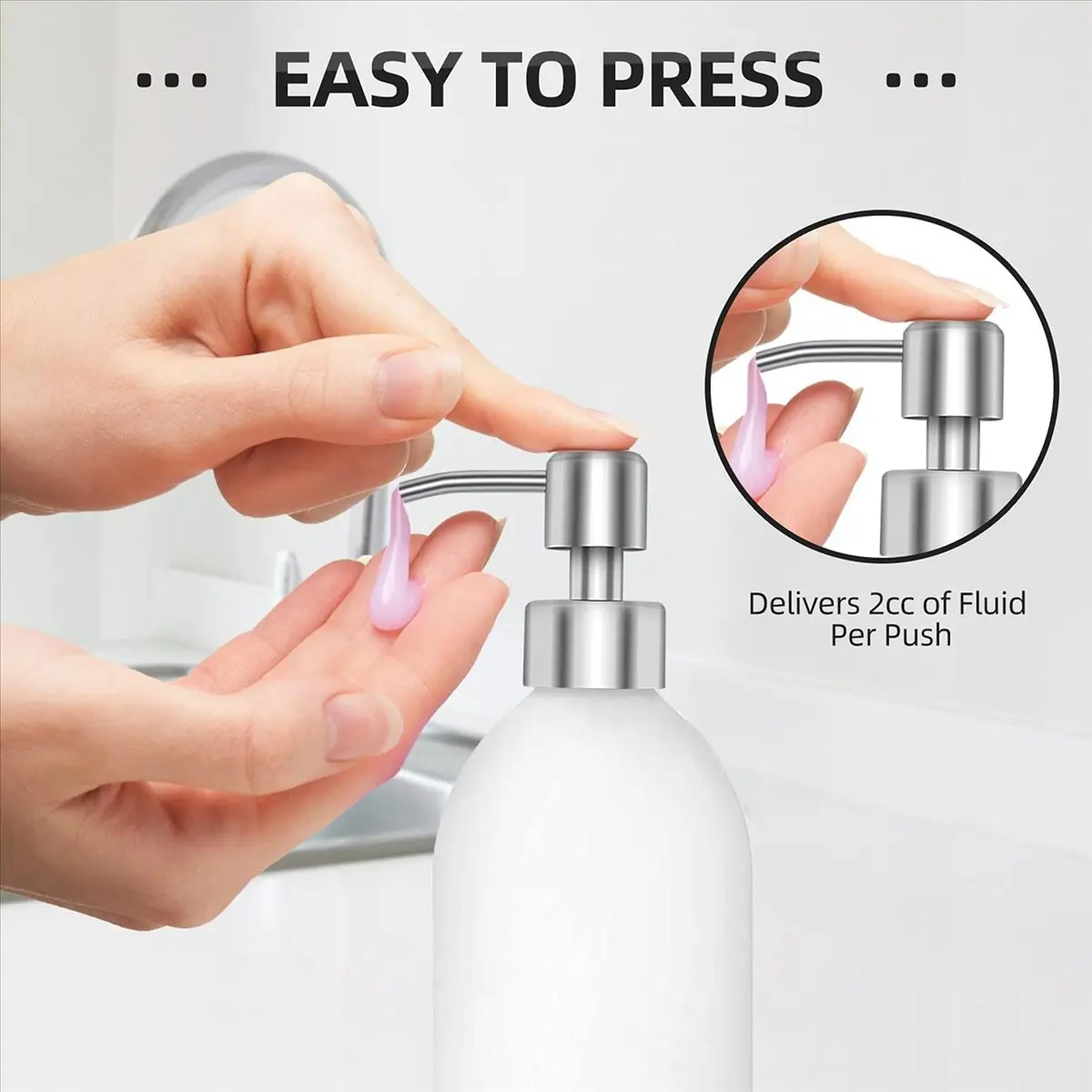 

WSFS 24Pcs Soap Dispenser Pump Replacement Stainless Steel Lotion Dispenser Pump for Regular 28/400 Neck Bottles for Bathroom