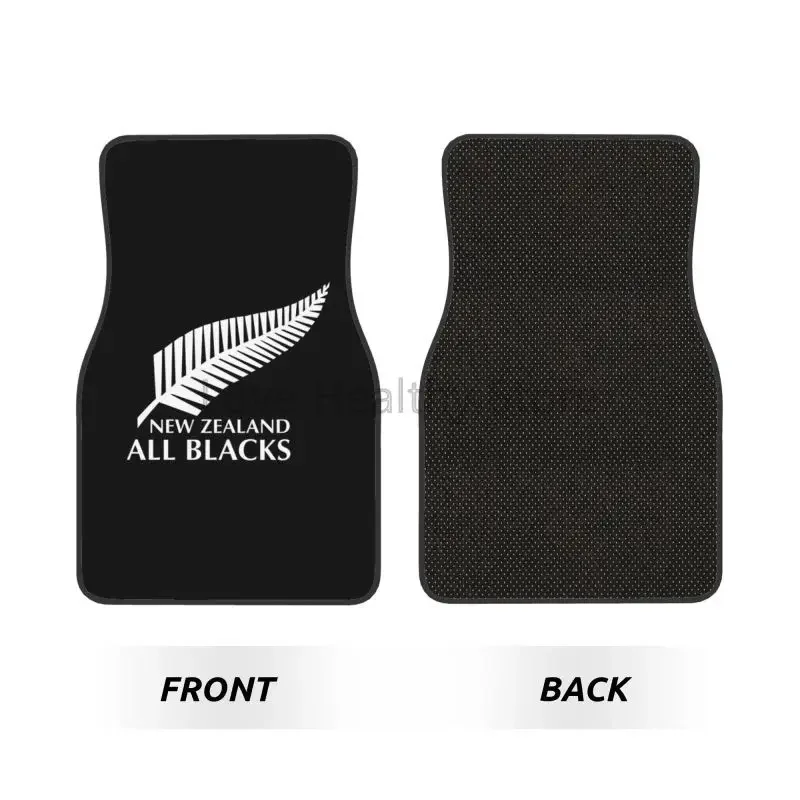 New Zealand All Blacks Pattern Car Floor Mats Set of 4 Car Front and Rear Foot Mats Non Slip Rubber Backing Auto Accessories