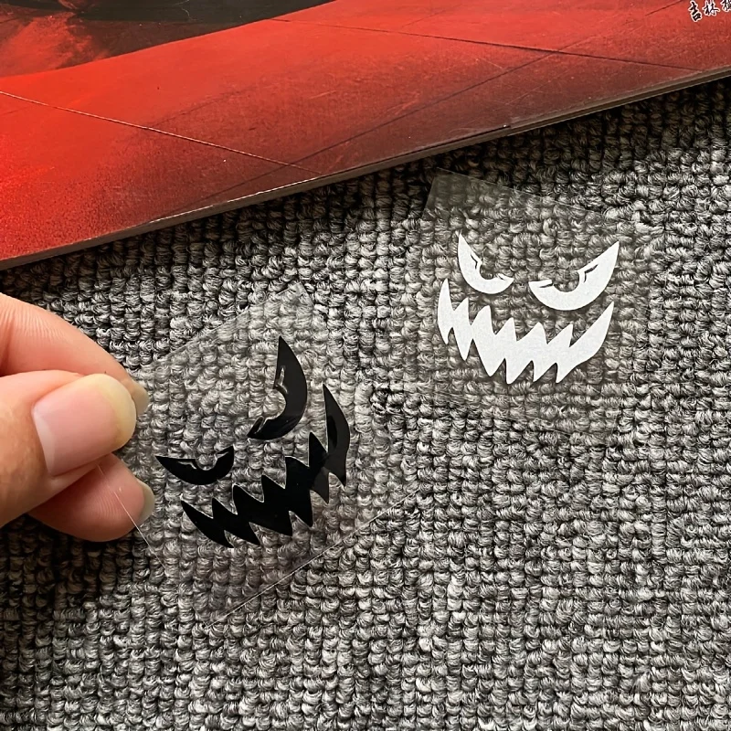 

2Pcs Evil Devil Smile Car Rearview Mirror Sticker, Devil Personalized Modified Body Windshield Decorative Sticker Watertight