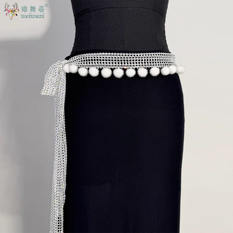 ملحقات سلسلة الخصر لأداء الرقص الشرقي، حزام الماس الشبكي المزخرف لأحزمة مسابقة الرقص الشرقي للنساء البالغات #6