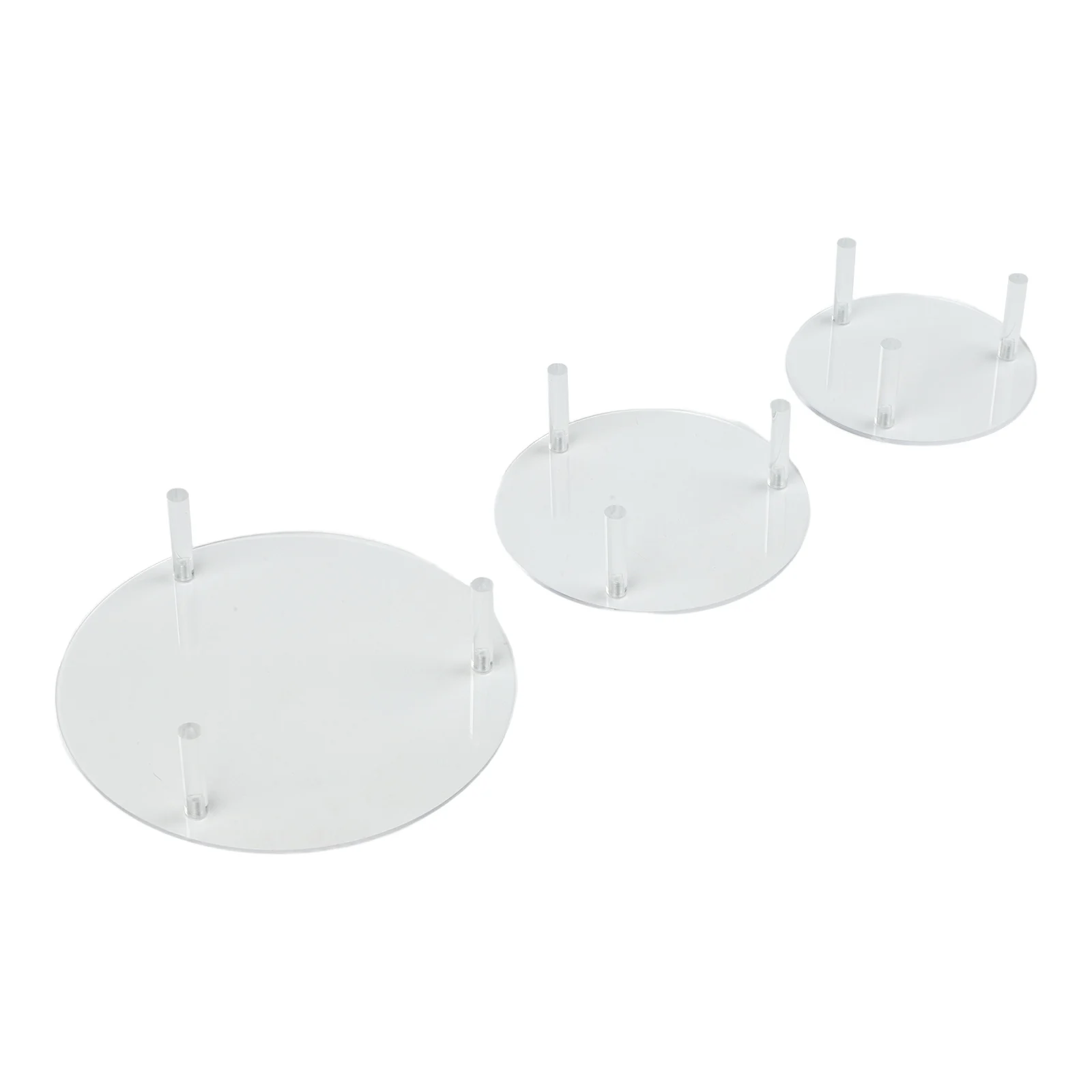 3 Pieces Clear for acrylic Circular Display Stands for Cakes Jewelry and Home Decoration Sizes 15 5cm 20 5cm and 12 6cm Ready to