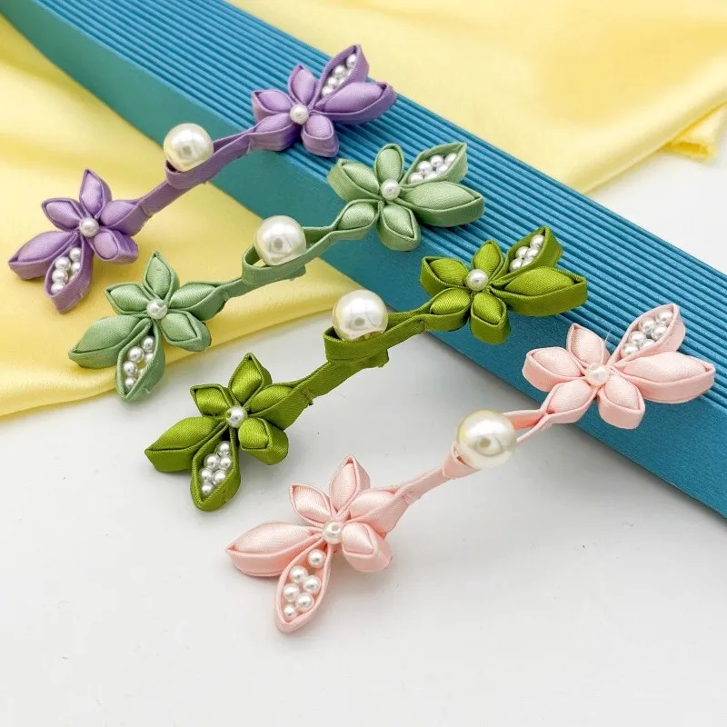 2 قطعة أزرار الملابس الصينية التقليدية شيونغسام للملابس زر أزهار الكرز اللؤلؤ الرجعية