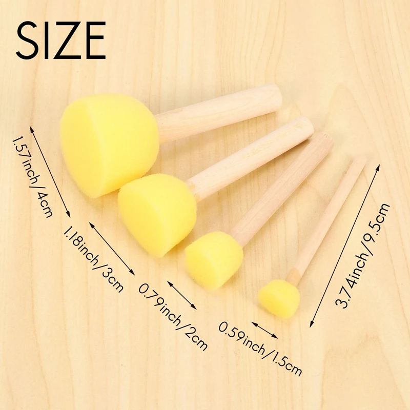 ABGG-48-Piece Round Sponge Brush Set-Children's Painting Tools-Sponge Painting Stippler Set 4 Sizes Of DIY Painting Tools
