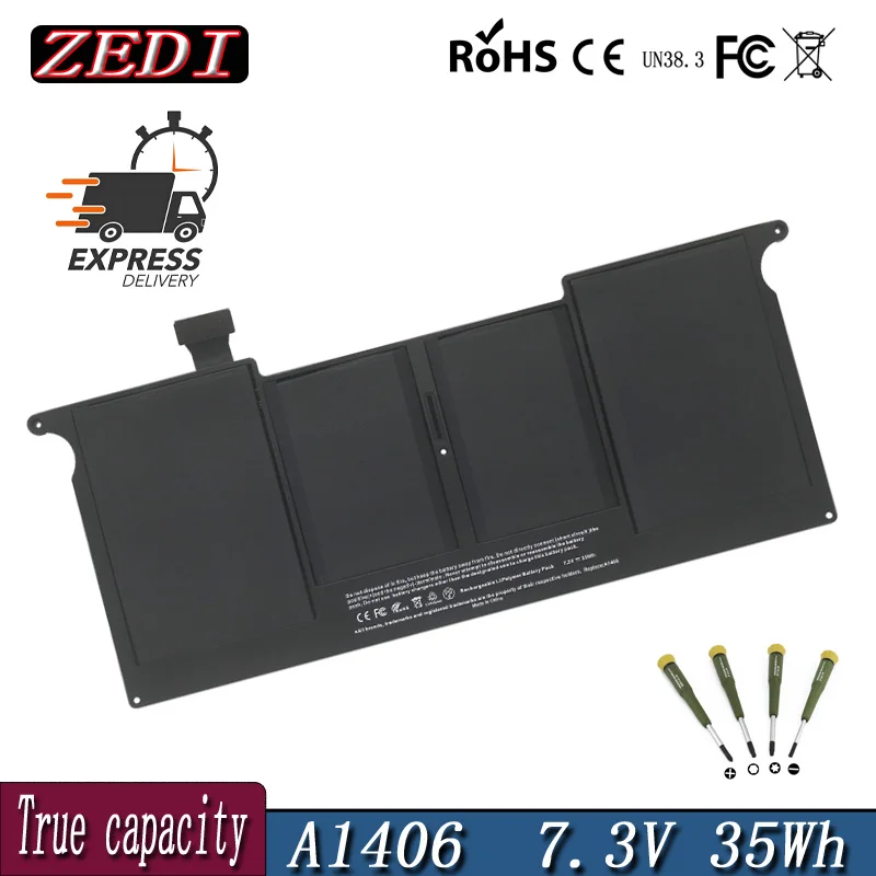 

ZEDI 7.3V 35WH A1375 A1406 Battery For Macbook Air 11 inch A1370 2010 2011 A1465 2012 Year 020-7377-A