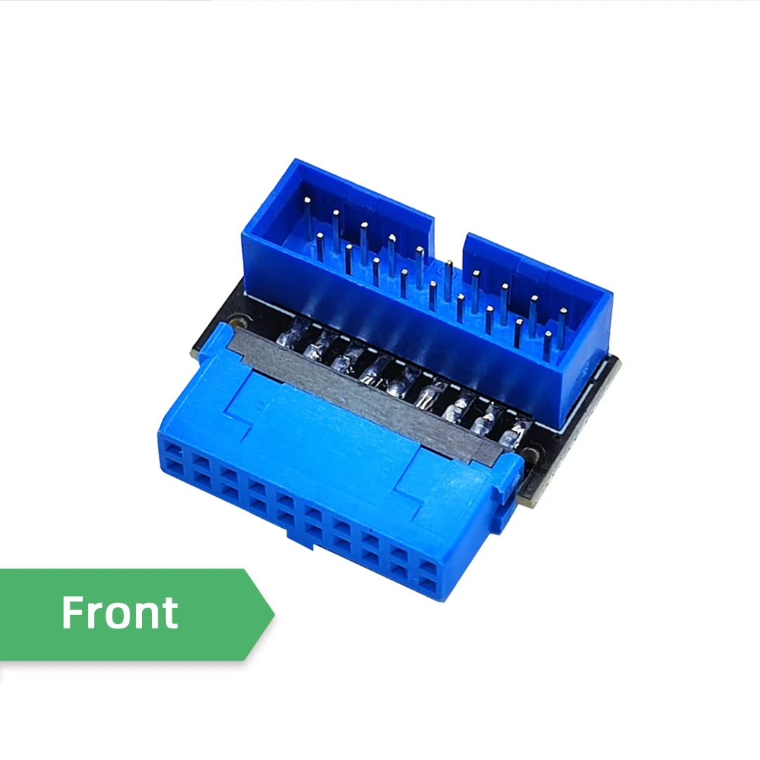 90 Degree Elbow Adapter USB3.2 Gen1 19Pin 20Pin Motherboard Header Connector DIY Desktop PC Internal Cable Management