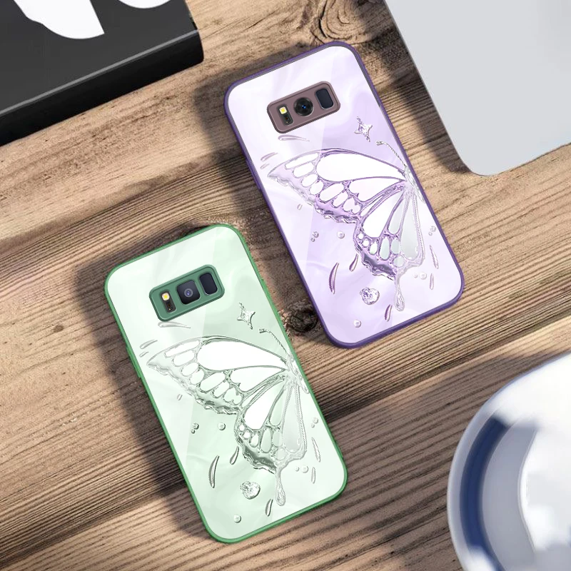 

Butterfly of Ice Crystals For Samsung S25 S25 Edge S25Ultra S8 9 S10 20 U ltra S21 Pro 22 Plus S23 FE S24 Ultra Glass Phone Case