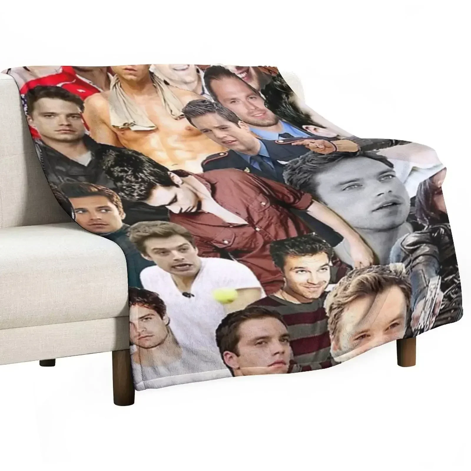 Sebastian Stan Photo Collage Throw Blanket sofa bed Decorative Beds Nap for winter Blankets