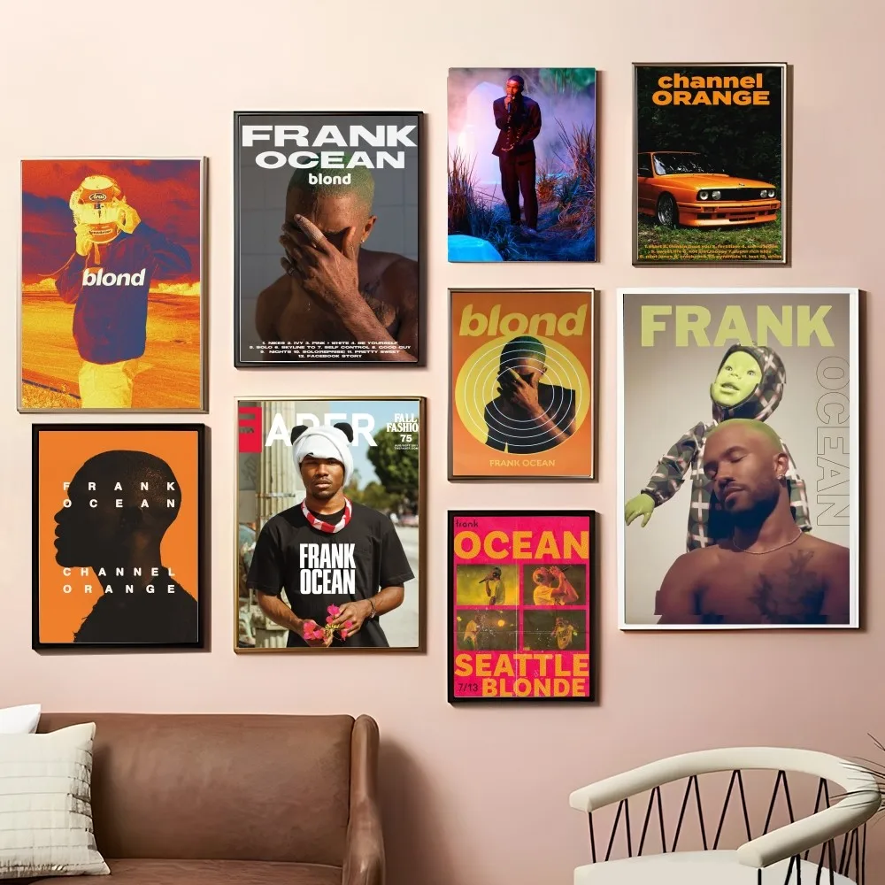 A-Frank_Ocean Vintage Posters Sticky Retro Kraft Paper Sticker DIY Room Bar Cafe Kawaii Room Decor