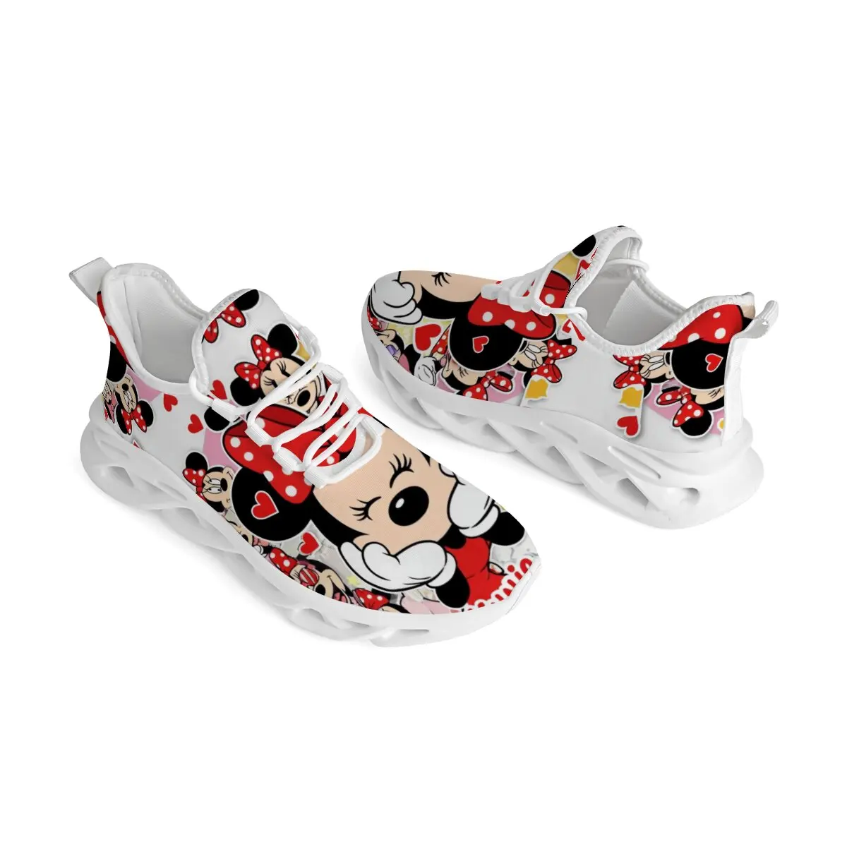 

Children's Casual Shoes with Hollowed-out Soft-soled Disney Series Cartoon Mickey Minnie Patterns Lace-up Casual Sports Shoes