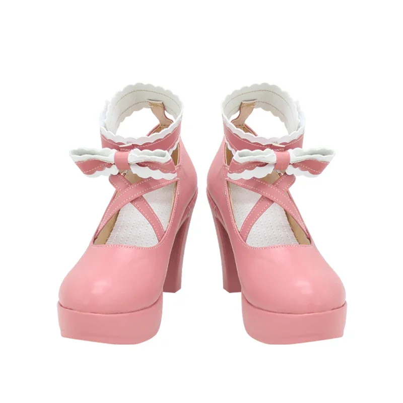أنيمي الذي جعلني الأميرة سيا تأثيري أحذية لطيف الوردي بولي أحذية أحذية من الجلد هالوين كرنفال الأحذية الدعامة مخصص #3
