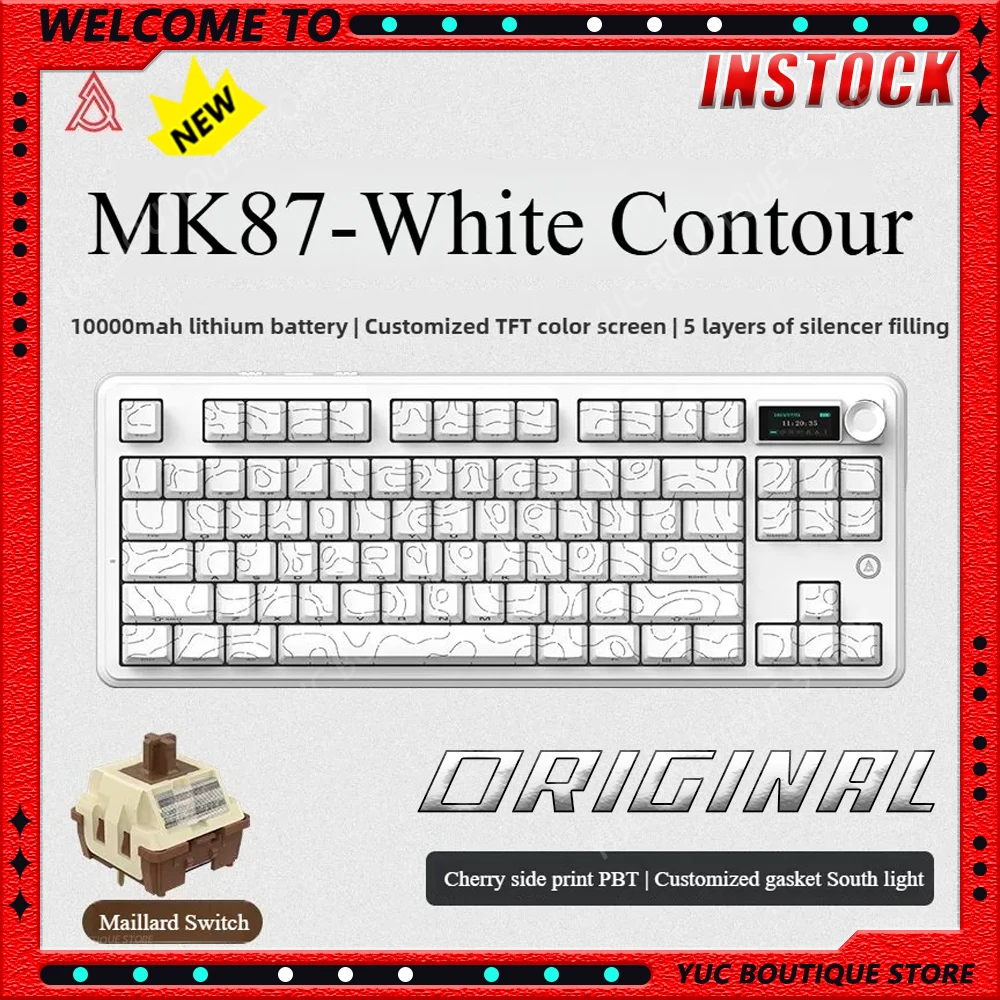 

AJAZZ MK87 3-mode Gaming Mechanical Keyboard Wireless RGB TFT Display Gasket Full-key Hot Swappable 10000mAh Support Windows/Mac