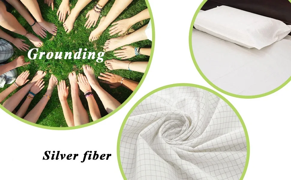 MAXSHARER Grounding Bed Sheet Conductive Silver Fiber Flat Sheet Organic Cotton Earthing Sheet for Better Sleep Nature Health