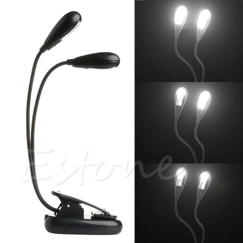 ยืดหยุ่น2แขนคู่คลิป4 LED 8 LED Light โคมไฟสำหรับอ่านหนังสือแท็บเล็ตโคมไฟ Camping โคมไฟเดินป่าหลอดไฟจัดส่งฟรี