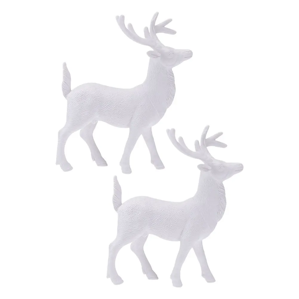 

2Pcs Christmas Deer Ornament Miniature Reindeer Plastic Desktop Decoration Holiday Tabletop Decor for Living Room Christmas Deer