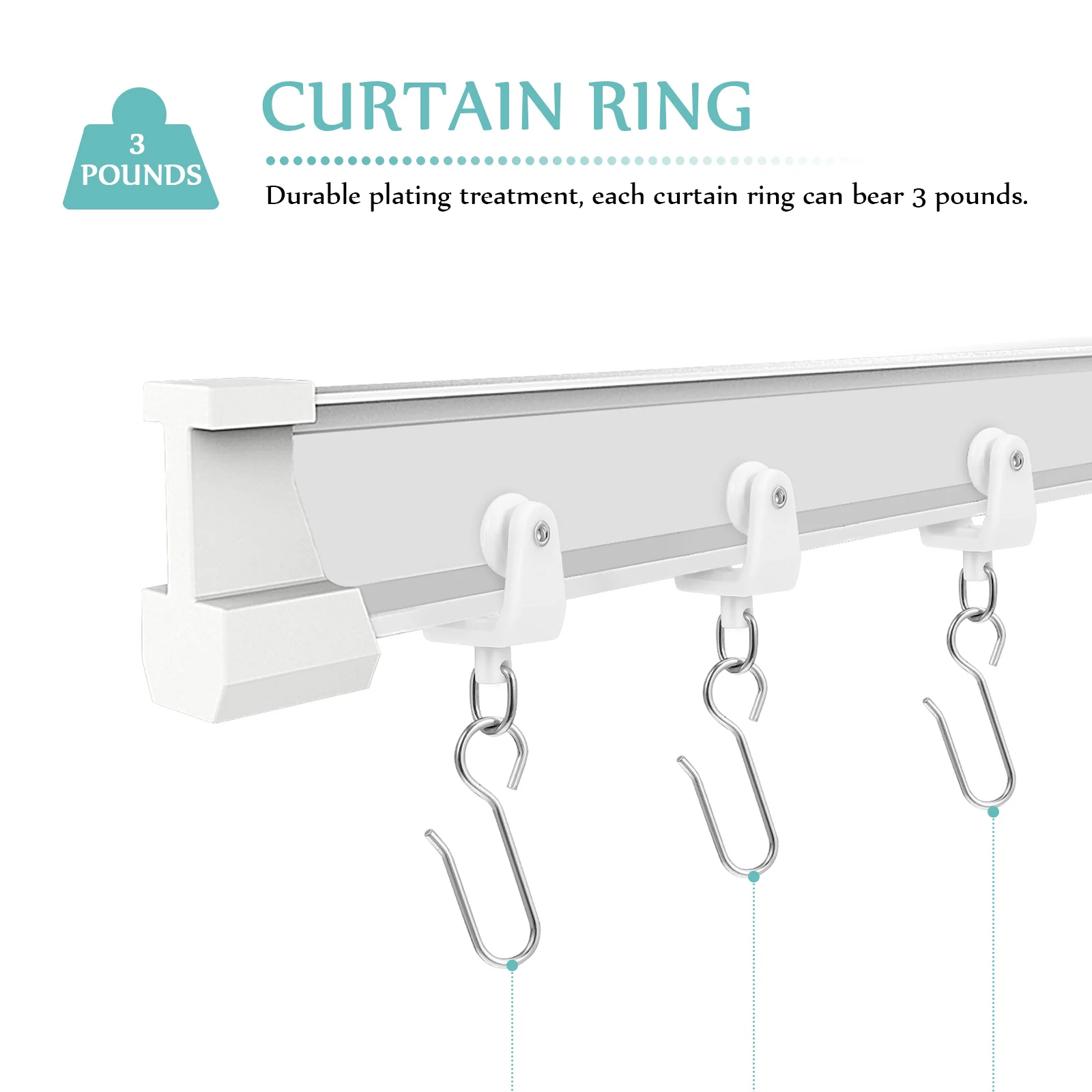 30 Pcs Accessories Easy Removal Curtain Rollers Hooks with Track Gliders Compatible Most Curtains Plastic Iron