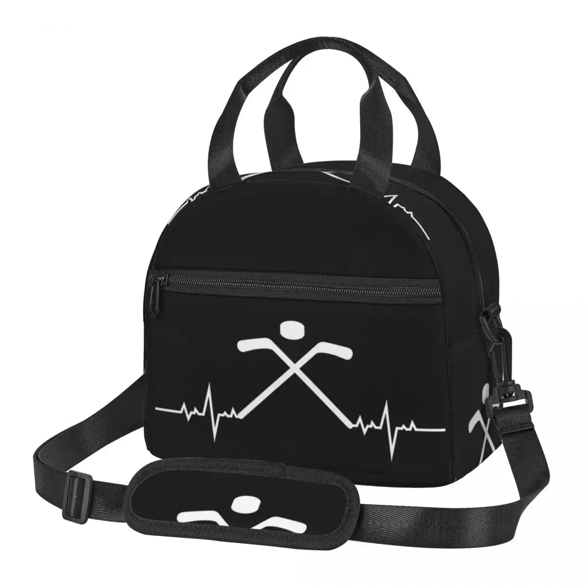 

Ice Hockey Player Team Goalie Heartbeat Winter Sport Lunch Bags Bento Box Lunch Tote Picnic Bags Thermal Bag for Woman work