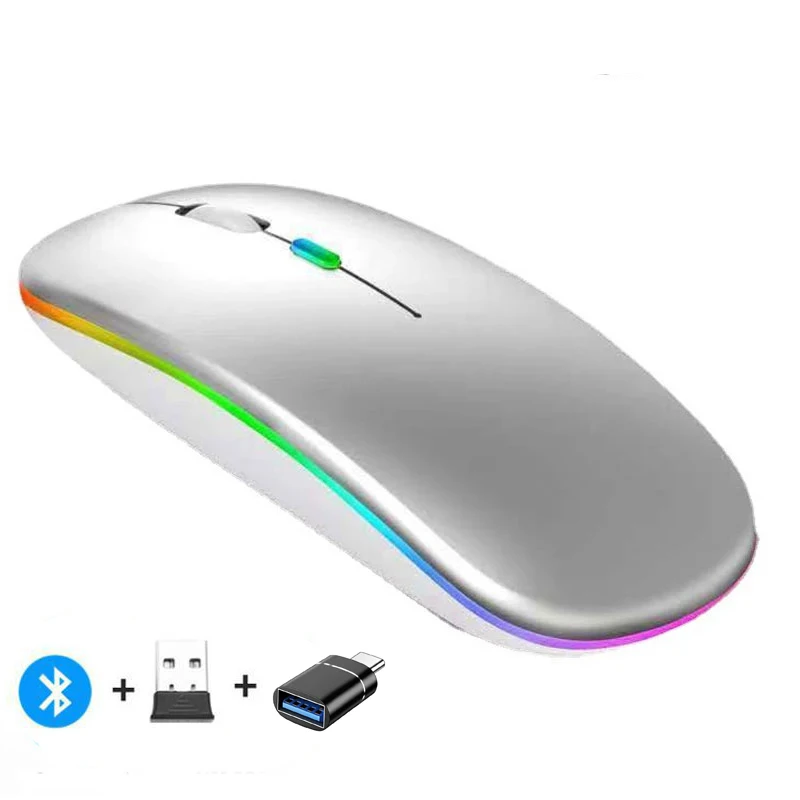 Oplaadbare draadloze muis Bluetooth-compatibele 2,4 GHz dubbele modi computermuizen met nano-ontvanger voor pc-laptop Macbook - afbeelding 1