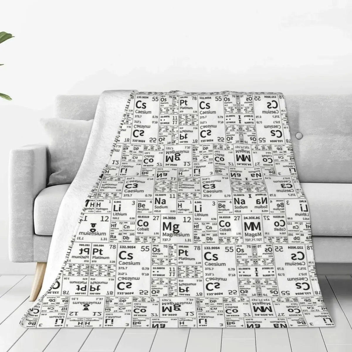 Periodic Table Of Elements Wool Blankets Science Chemistry Funny Throw Blankets for Home Hotel Sofa 200x150cm Plush Thin Quilt